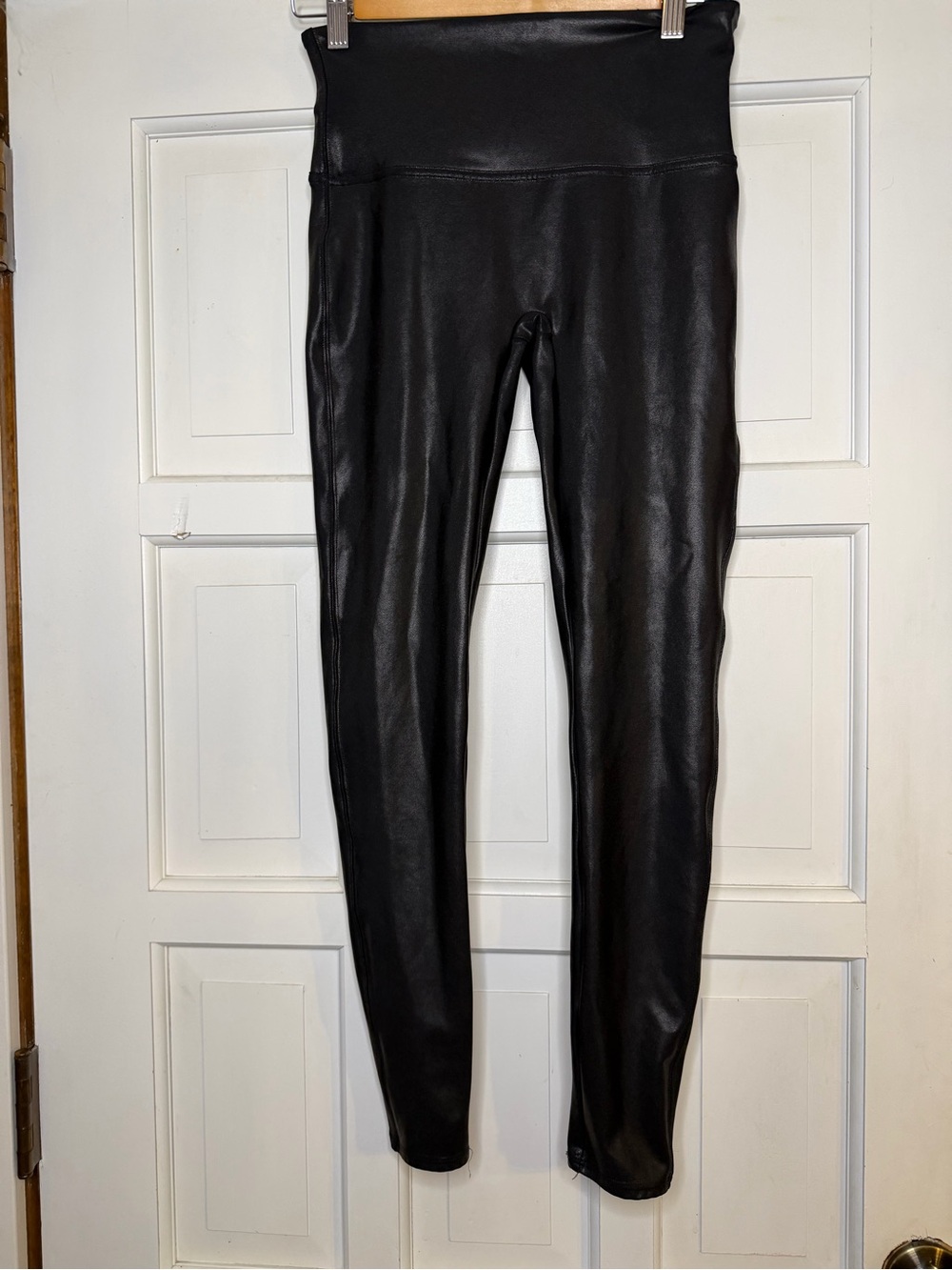 SPANX Black Faux Leather-Look High-Waist Leggings